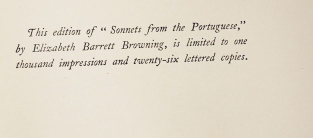 Browning, Elizabeth Barrett - Sonnets from the Portuguese, Harrap & Co.,c.1910, limited to 1000 copies